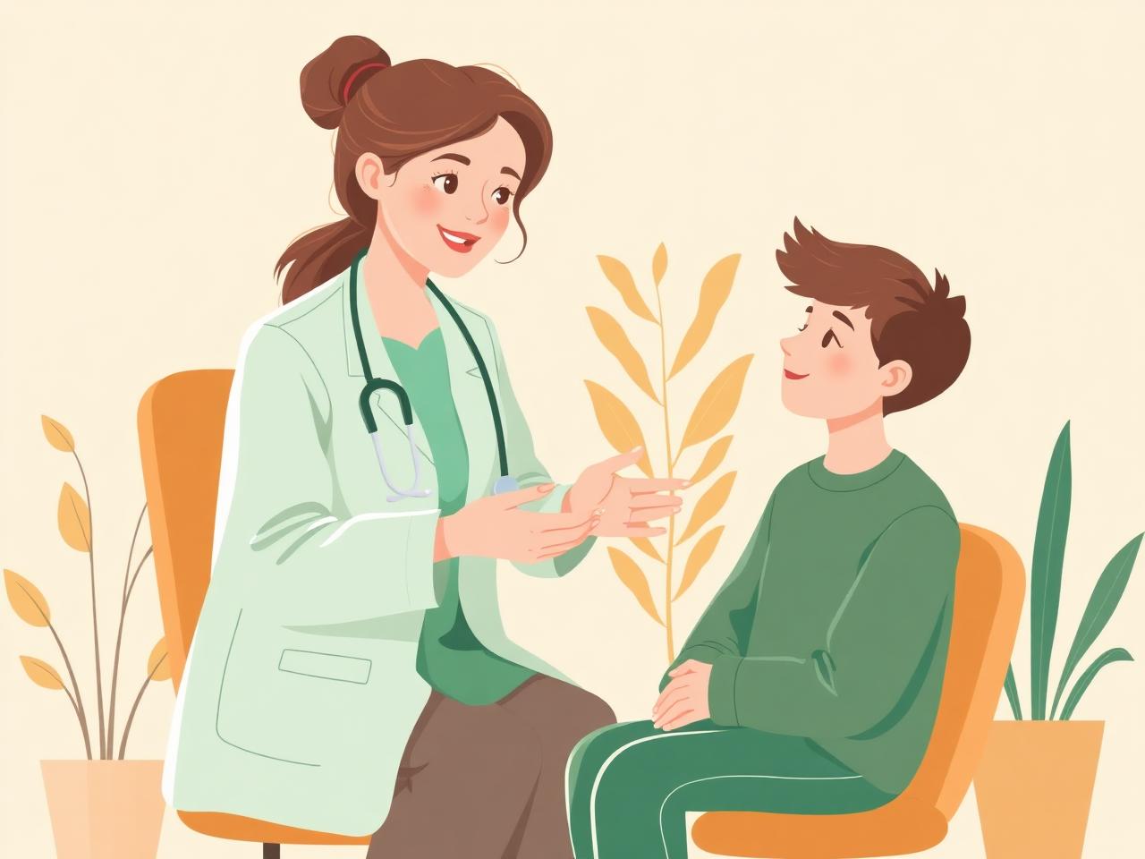 Chuyên viên tâm lý lắng nghe một bạn học sinh trong không gian xanh bạc hà